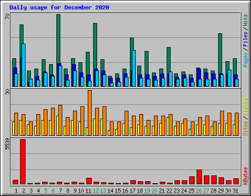 Daily usage for December 2020