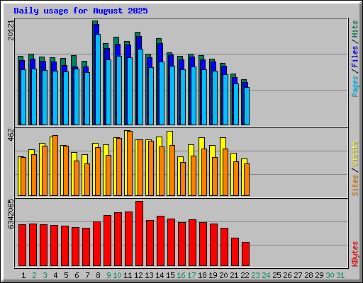 Daily usage for August 2025